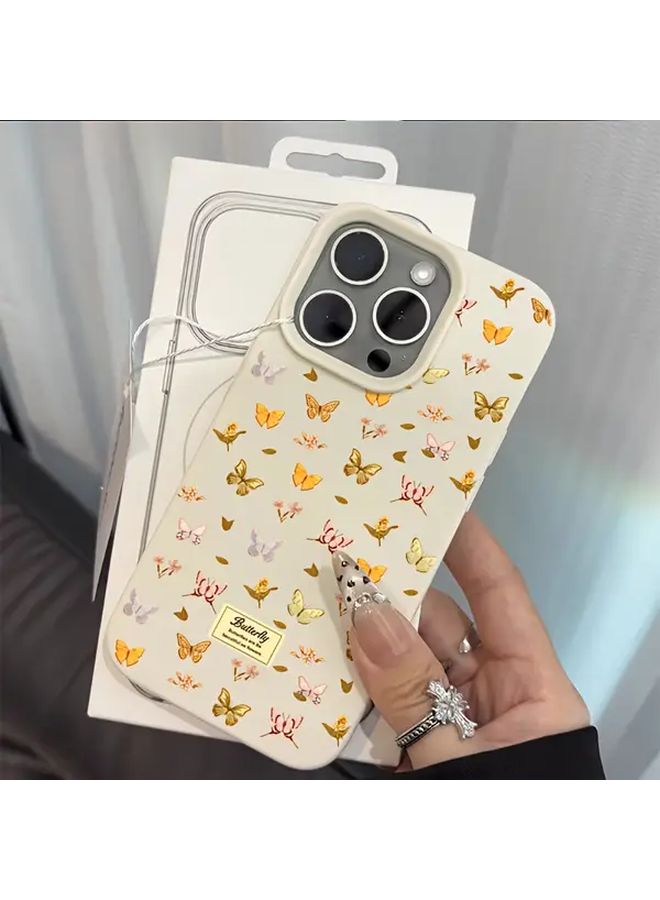 Black Butterfly Anti Drop Lychee Texture Phone Case For iPhone 14 - Image 3